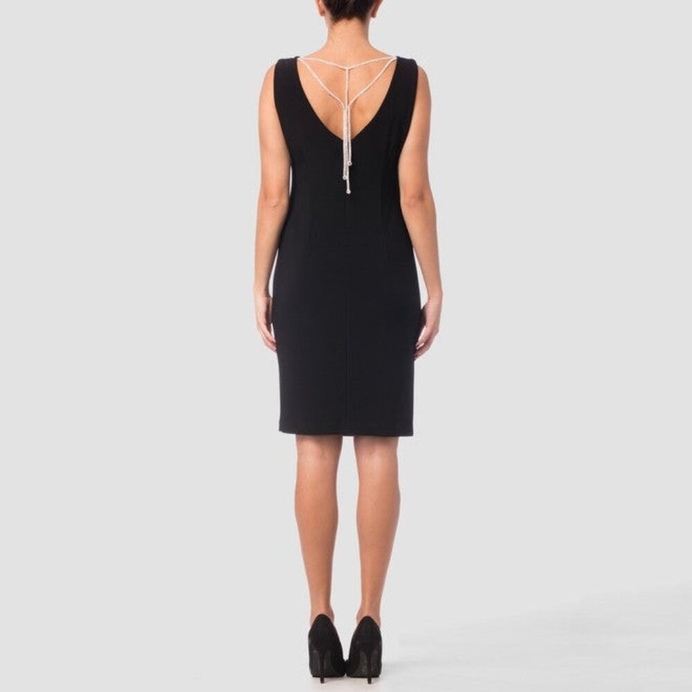 JOSEPH RIBKOFF dress sheath black lbd 10 jewel chain formal cocktail party
